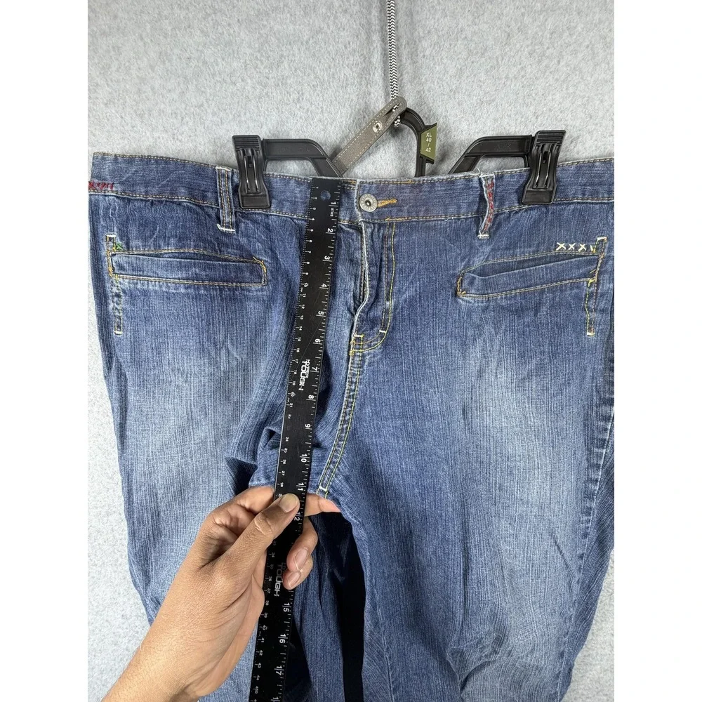 Tommy‎ Hilfiger Jeans Womens 18 Blue Hipster Capri Embroidered Flower Stretch